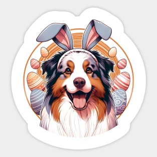 Australian Shepherd with Bunny Ears Easter Celebration Sticker